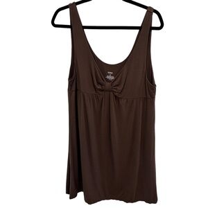Alfani Brown Jersey Knit Brown Sleeveless Bow Front Dress Size XL